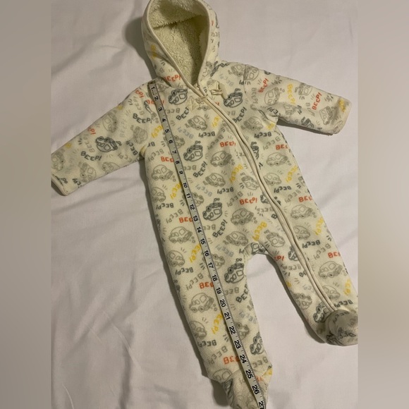 Baby Winter Hooded Romper Fleece Snowsuit Joe Fresh Cream Unisex 6-12 months - Picture 9 of 9